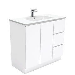MILAN Fingerpull 900 Vanity on Kickboard In Gloss White, Matte White And Matte Black