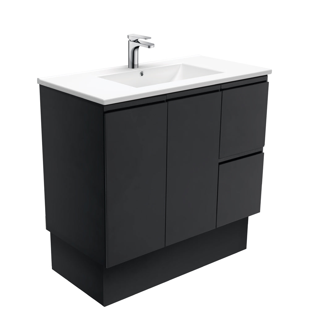 MILAN Fingerpull 900 Vanity on Kickboard In Gloss White, Matte White And Matte Black