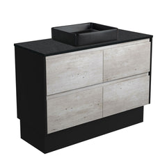 CAPORASO MB, Black Sparkle Amato 1200 Industrial Vanity, Matte Black Panels