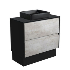 CAPORASO MB, Black Sparkle Amato 900 Industrial Vanity, Matte Black Panels