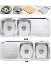 LAKELAND Double Bowl With Drainer In LHB Or RHB Available In 1210x490x170mm