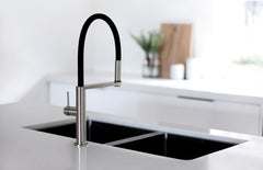Phoenix BLIX Flexible Hose Sink Mixer Round In Chrome - Matte Black - Brushed Nickel