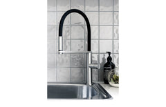 Phoenix BLIX Flexible Hose Sink Mixer Round In Chrome - Matte Black - Brushed Nickel