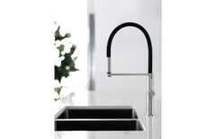 Phoenix BLIX Flexible Hose Sink Mixer Round In Chrome - Matte Black - Brushed Nickel