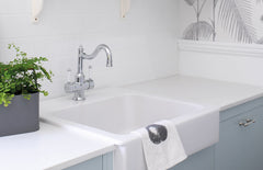 Phoenix NOSTALGIA Twin Handle Sink Mixer 220mm Shepherds Crook In Chrome - Chrome / White