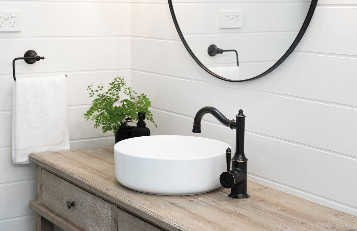 Phoenix NOSTALGIA Basin Mixer 160mm Shepherds Crook In Chrome - Chrome/White - Antique Black - Brushed Nickel