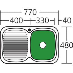 LAKELAND Single Bowl With Drainer In LHB Or RHB Available In 780x490x170mm