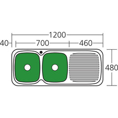 LAKELAND Double Bowl With Drainer In LHB Or RHB Available In 1210x490x170mm