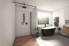 M-SERIES 860/960/1160 Wall Fixed Panel- Tinted Glass/Black Fittings-Clear Glass/Chrome Fitting-960