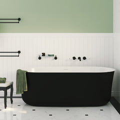 Windsor Freestanding Acrylic Bath with Overflow, 1700mm, Matte Black