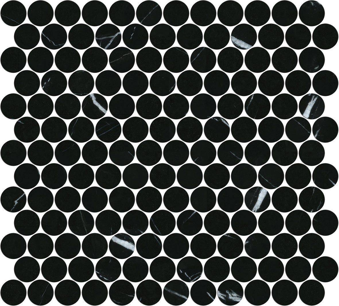PR23NM-H ARTEMIS NERO MARQUINA PENNY ROUND HONED 23X23