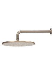 Meir ROUND Wall Shower 300mm Rose, 400mm Curved Arm In Matte Black - Tiger Bronze - Champagne - Brushed Nickel