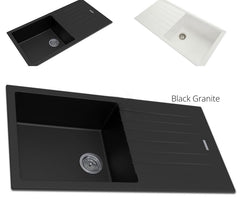 Blanko White or Black Granite Stone Kitchen Sink with Drainboard Top/Undermount 1000x500x200mm