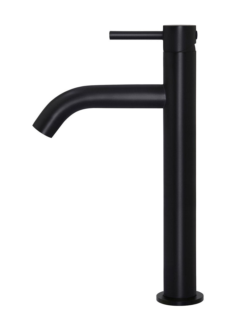 Meir PICCOLA Tall Basin Mixer Tap With 130mm Spout In Chrome - Matte Black - Tiger Bronze - Champagne - Brushed Nickel