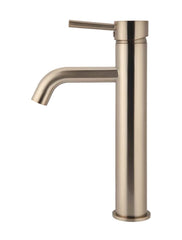 Meir ROUND Tall Basin Mixer Curved In Chrome - Matte Black - Tiger Bronze - Champagne - Brushed Nickel