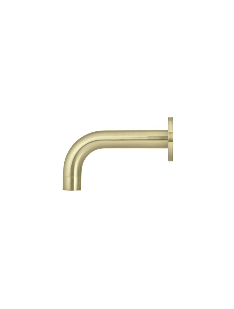 Meir ROUND Curved Basin Wall Spout 130mm In Chrome - Matte Black - Tiger Bronze - Champagne - Brushed Nickel