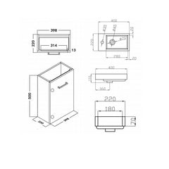 MEGA MINI floorstaning or wallhung vanity 400x220mm