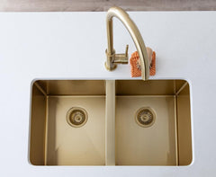 Meir KITCHEN SINK - Double Bowl 760 X 440 - Gunmetal Black - Brushed Bronze Gold - Brushed Nickel