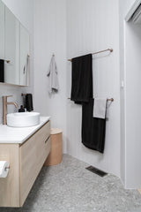 Meir ROUND SIngle Towel Rail In Chrome - Matte Black - Tiger Bronze - Champagne - Brushed Nickel