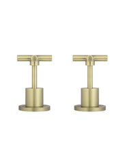 Meir ROUND Cross Handle Jumper Valve Wall Top Assemblies In Chrome - Matte Black - Tiger Bronze - Champagne - Brushed Nickel