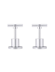 Meir ROUND Cross Handle Jumper Valve Wall Top Assemblies In Chrome - Matte Black - Tiger Bronze - Champagne - Brushed Nickel