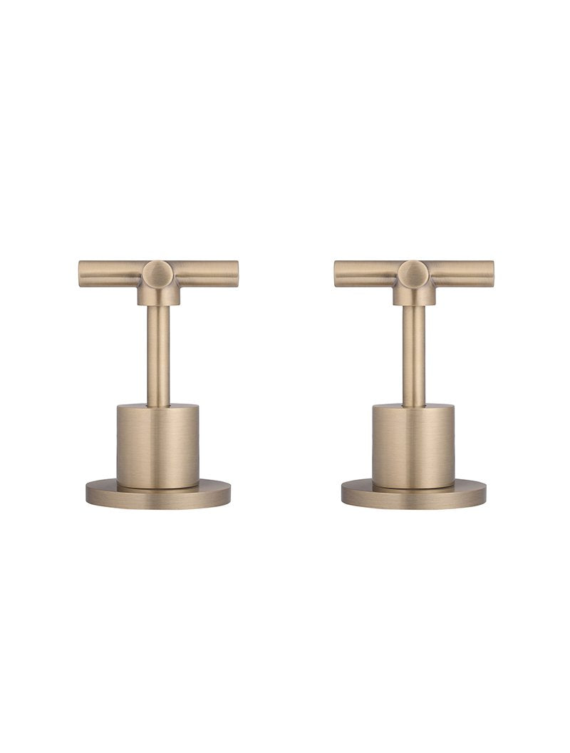 Meir ROUND Cross Handle Jumper Valve Wall Top Assemblies In Chrome - Matte Black - Tiger Bronze - Champagne - Brushed Nickel
