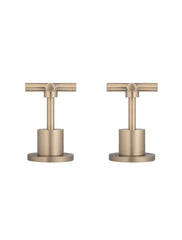 Meir ROUND Cross Handle Jumper Valve Wall Top Assemblies In Chrome - Matte Black - Tiger Bronze - Champagne - Brushed Nickel