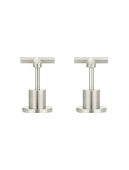 Meir ROUND Cross Handle Jumper Valve Wall Top Assemblies In Chrome - Matte Black - Tiger Bronze - Champagne - Brushed Nickel