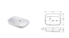 RISA Semi-Inset Basin, No Tap Hole