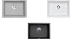 610 x 457 x 205mm Carysil Concrete Grey Single Big Bowl Granite Kitchen/Laundry Sink Top/Flush/Under Mount