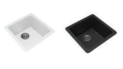White Granite Quartz Stone Kitchen/Laundry Sink Single Bowl Top/Under Mount 422*422*203mm