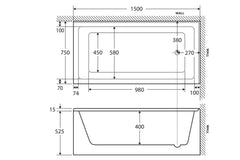 MENTOR Acrylic Corner Hand Bath In 1500 mm And 1650 mm Left, Or Right