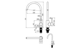 MEKKA Gooseneck Sink Mixer In Chrome, Brushed Gold, Brushed Gun Metal, Brushed Nickel And Matte Black