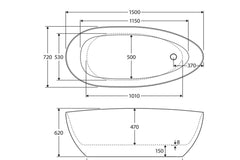 YODA Freestanding Acrylic Bath In 1500 mm And 1700mm
