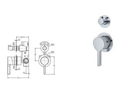 AVIA Wall Diverter Mixer, Small Round Plates,Chrome,Brushed Nickel,Gun Metal,Matte Black,Urban Brass