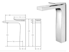 COLIN Tall Basin Mixer ,Chrome, Mixed Finish