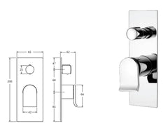 COLIN Wall Mixer Diverter,Chrome, Mixed Finish