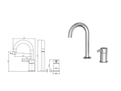 AVIA Hob Mounted Sink Mixer Set,Chrome,Matte Black