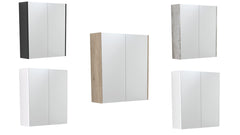 600 Mirror Cabinet with Gloss White Side Panels,Satin White,Scandi Oak,Industrial Side,Satin Black Side