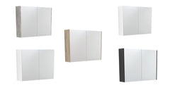 900 Mirror Cabinet with Gloss White Side Panels,Satin White,Scandi Oak,Industrial,Satin Black