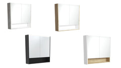 900 Mirror Cabinet with Display Shelf, Satin White with Scandi Oak Insert ,Scandi Oak ,Industrial,Satin Black