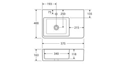 KRACK Care Wall-Hung Basin in Left-Hand and Right-Hand