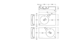 CANTO 700 Solid Surface Wall-Hung Basin,in Left And Right-Hand Bowl
