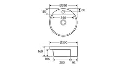 Reba Semi-Recessed Basin With Tap Hole