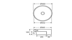 Reba Semi-Recessed Basin, No Tap Hole