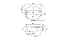 DINIKU Semi-Recessed Basin, 3 Tap Holes