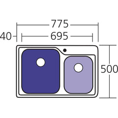 NU-PETITE 1&3/4 Bowl Topmount In LHB Or RHB Available In 878x575x226mm
