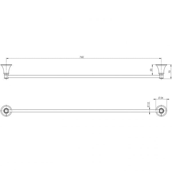 Phoenix NOSTALGIA Single Towel Rail 760mm In Chrome - Antique Black - Brushed Nickel