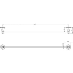 Phoenix NOSTALGIA Single Towel Rail 760mm In Chrome - Antique Black - Brushed Nickel