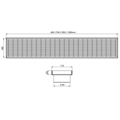 Phoenix FLAT Channel Drain HG 100 x 1200mm - 100 x 900mm - 100 x 750mm - 100 x 600mm Outlet 90mm